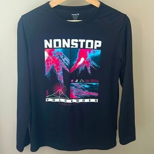 Boys Large (10-12) Old Navy Soft Black Volcano Long sleeve Tee